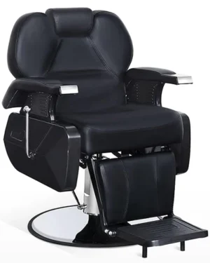 Leatherette and Metal Frame Adjustable Recliner Salon Chair