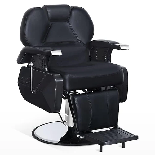 Leatherette and Metal Frame Adjustable Recliner Salon Chair